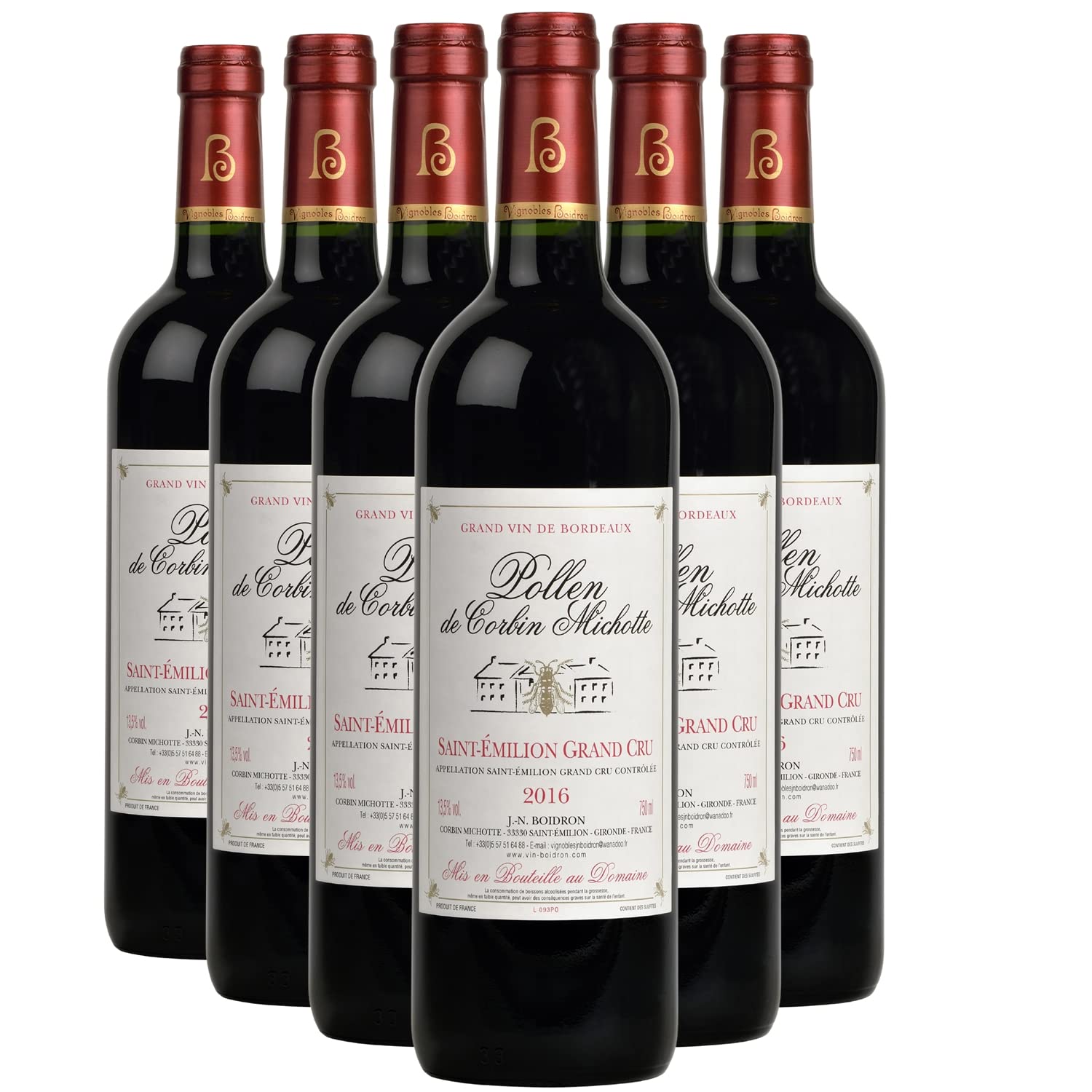 Château Corbin Michotte Saint-Emilion Grand Cru Pollen - Rouge 2016 - Vin Rouge de Bordeaux (6x75cl)