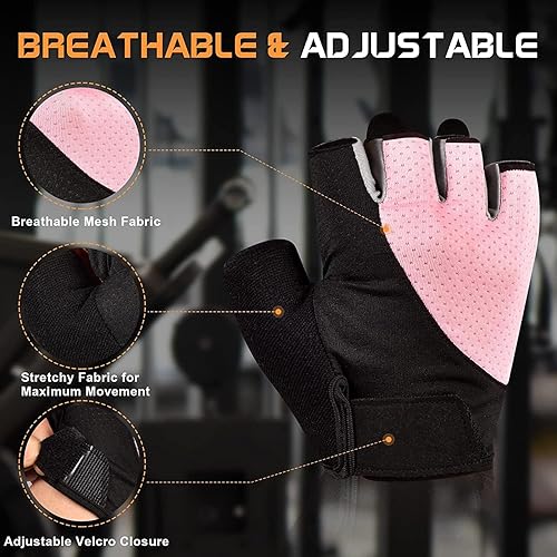 Miniatura 3 de Sunnex Guantes de gimnasio - Guantes de entrenamiento transpirables sin dedos para levantamiento de pesas, ciclismo y más