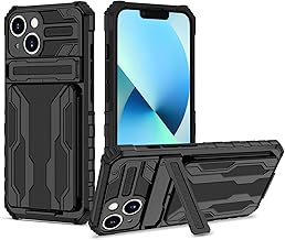 Knoowcase for iPhone 15 Case Military Grade Shockproof Phone Case with Kickstand Detachable Card Holder Heavy Duty Protective Hard PC Shell Soft TPU Bumper Cover for iPhone 15, Black