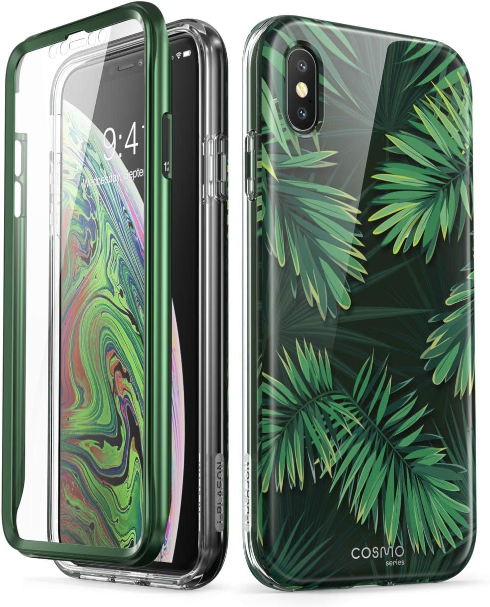 i-Blason Cosmo Series Designed for iPhone Xs Max Case 2018 Release, Full-Body Bumper Case with Built-in Screen Protector, Green