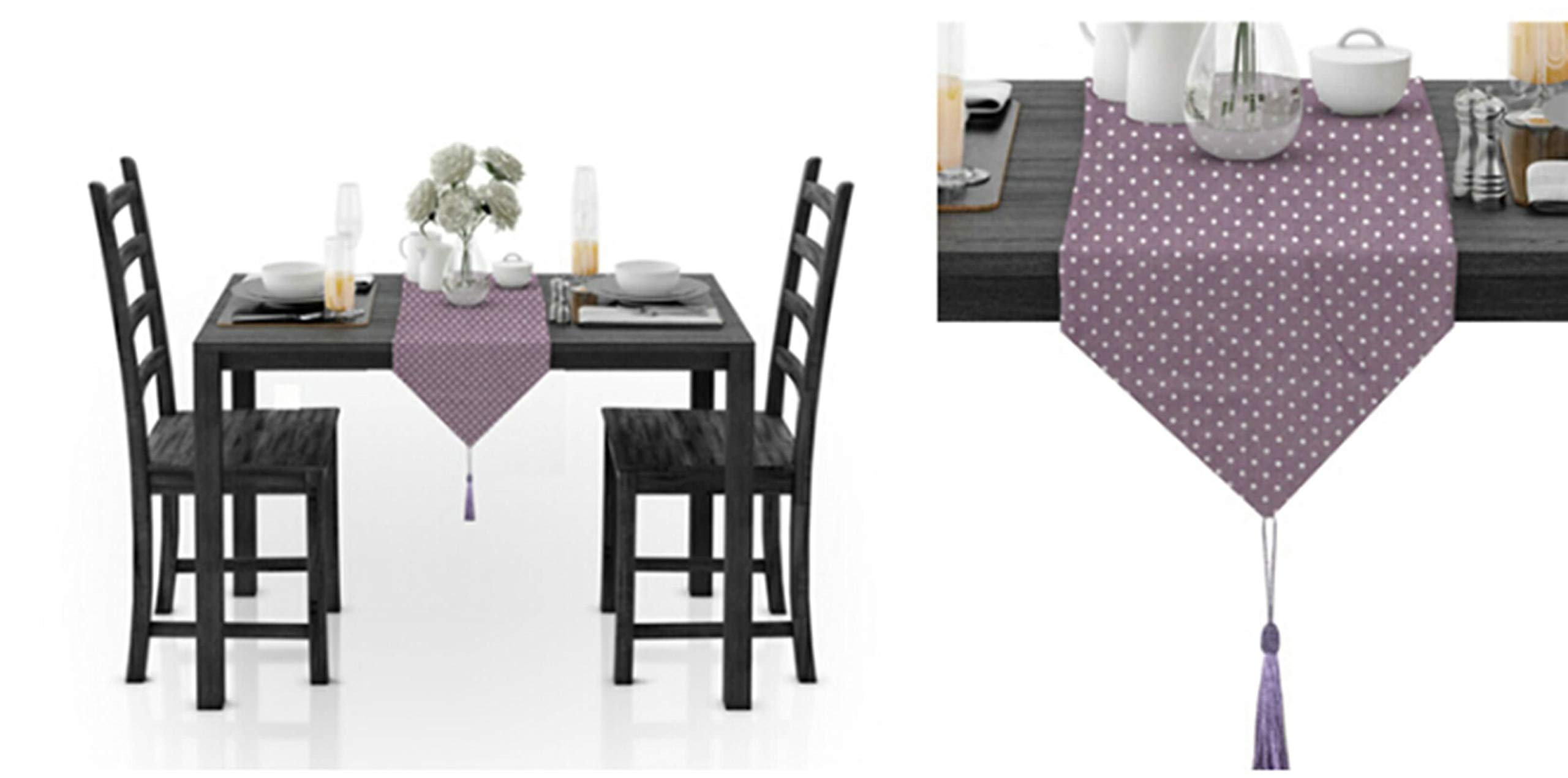 Aeici Camino de mesa de comedor de algodón, diseño de lunares, camino de mesa de café, Navidad, 30 x 188 cm, camino de mesa para mesa cuadrada de comedor, color morado
