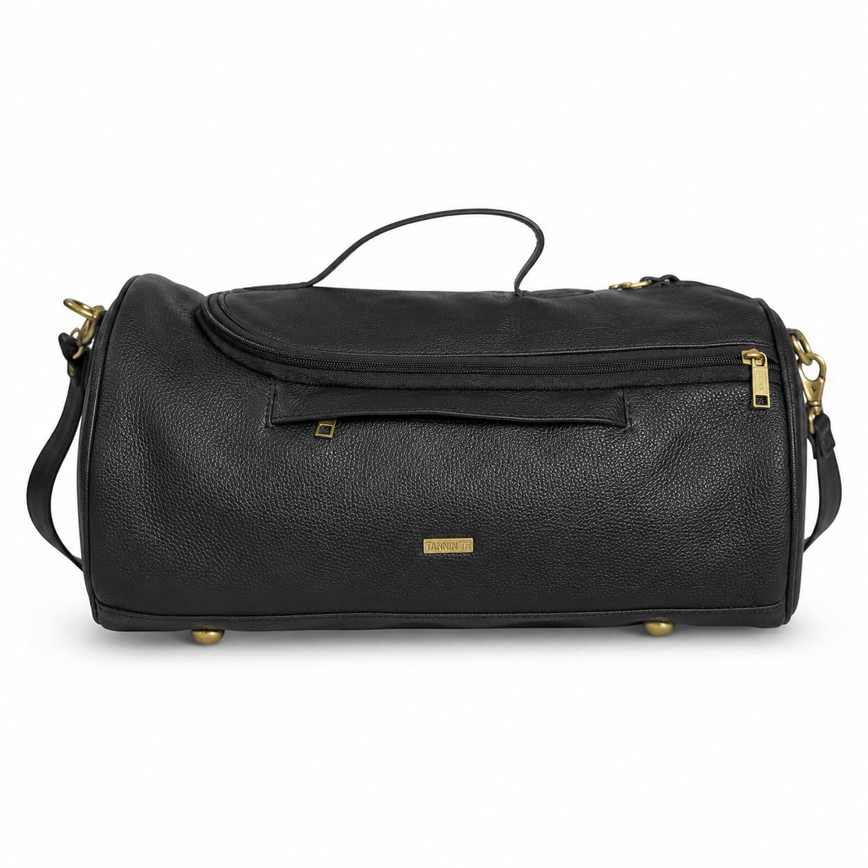 Genuine Leather Gym Duffel Bag for Men & Women | Travel Weekender Bag | Premium Leather | Black & Brown | Small & Large (Black, 20 × 14 Inch)-image-4
