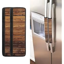 Brown Wood Grain Texture 2pcs Refrigerator Door Handle Cover Antiskid Protector for Fridge Oven Keep Your Kitchen Appliance Clean from Smudges, Food Stains, Indoor Decoration