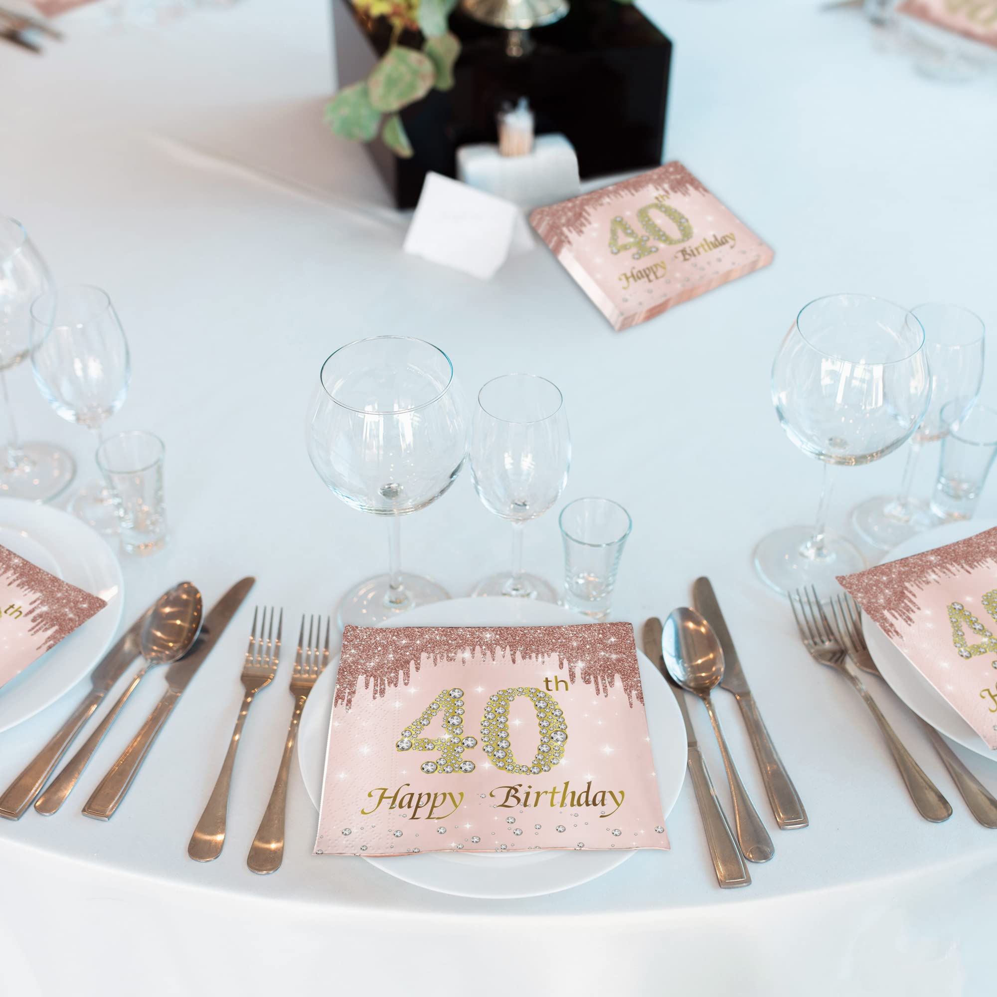 TOPWAYS Rose Gold 40e verjaardag decoraties partij servies