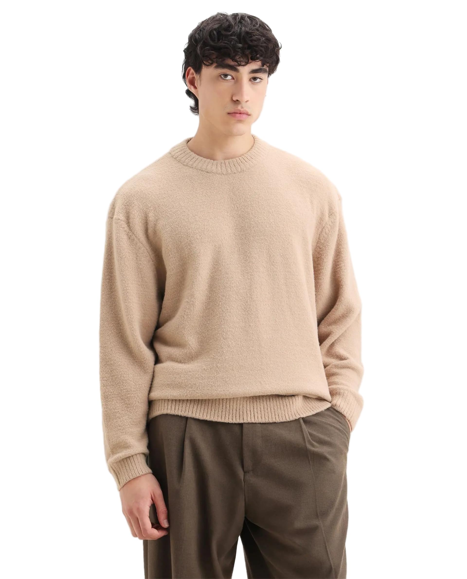 rare rabbit Men's Zeo-1 Regular Solid Nylon Crew Neck Long Sleeve Sweater-picture-33