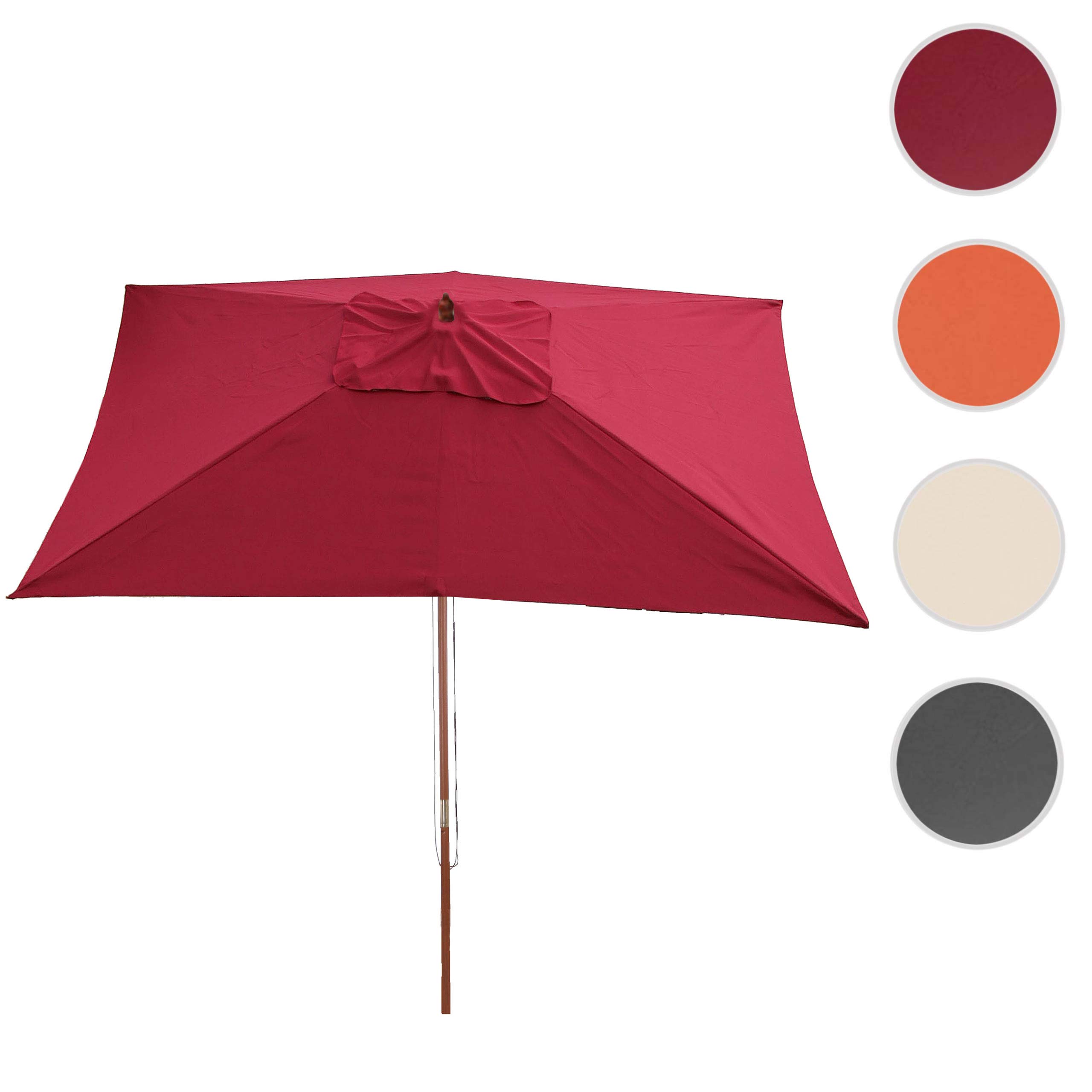 Mendler Parasol de jardin Floride - 2 x 3 m - Polyester/bois - 6 kg - Bordeaux