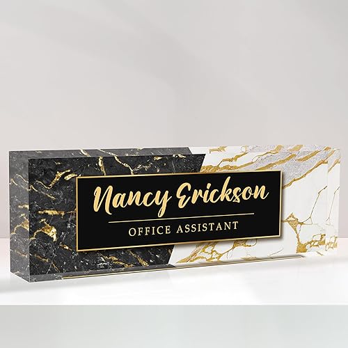 Placa de nombre de escritorio personalizada, placas de identificación acrílicas personalizadas para escritorio, accesorio de oficina para mujeres y