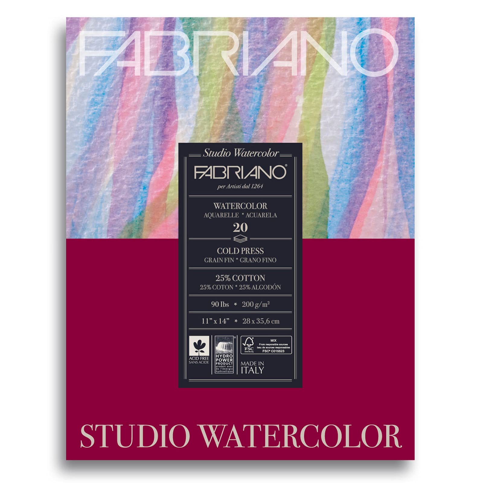 FabrianoStudio Cold Press Watercolor Pad, 11 x 14, White