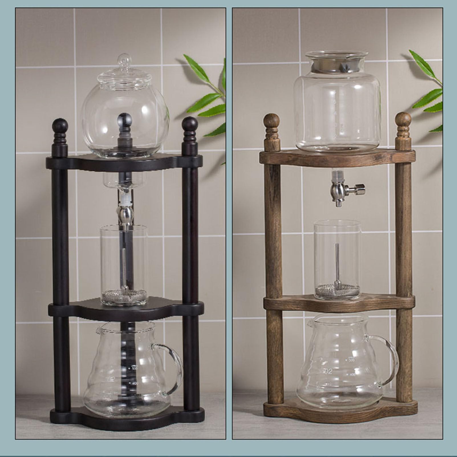Cafetera de Goteo de Café en Frío, Cafetera de Goteo de Vidrio Compacta de Gran Capacidad de 600 ml, Torre de Café de Goteo de Hielo, Cafetera de Goteo de Hielo para el Hogar,B