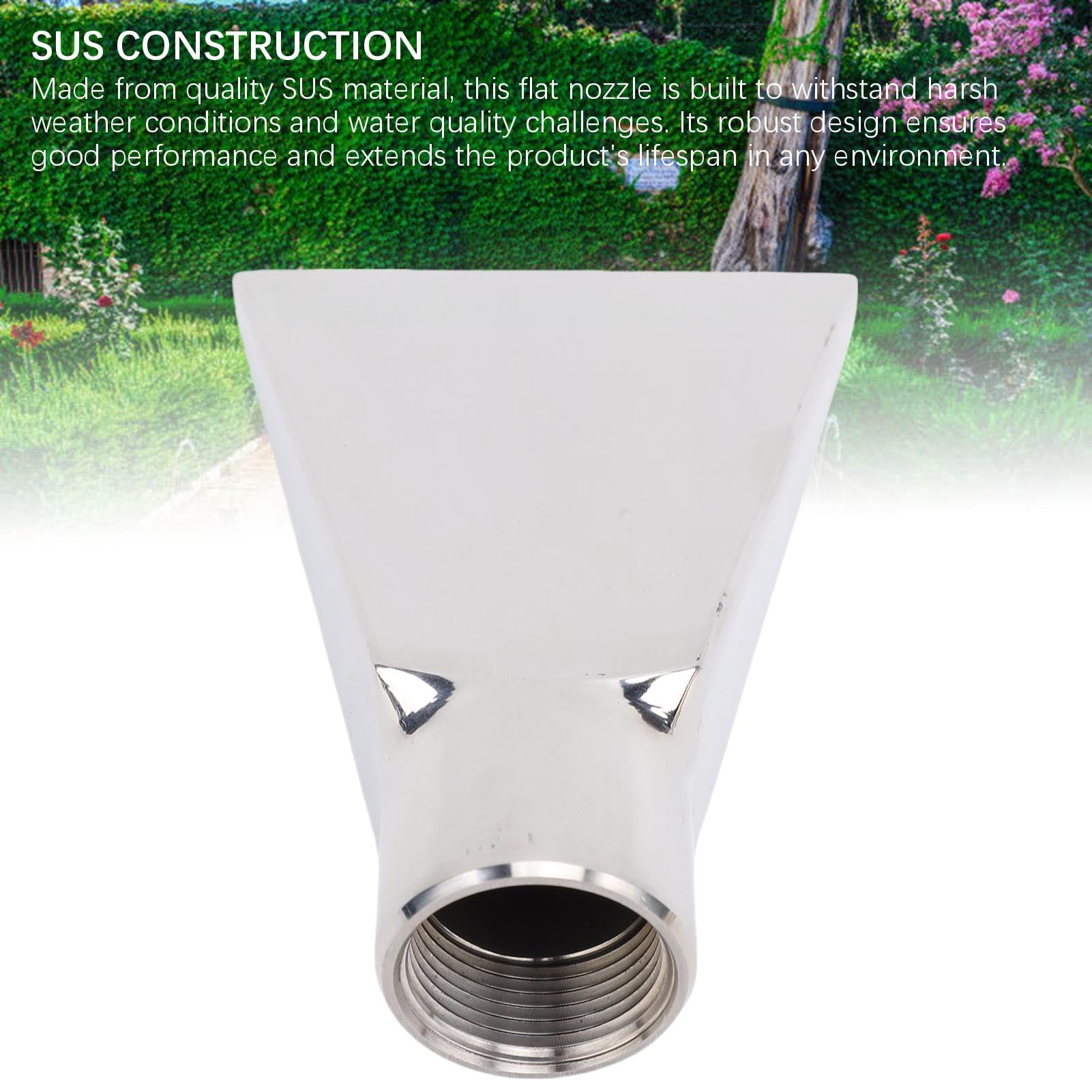 Ugello per Fontana a Forma di Ventaglio, Filettatura da 3/4 Pollici, Becco Piatto per Anatra, Distribuzione Uniforme dell'acqua, Costruzione SUS, per Laghetto da Giardino, Parco