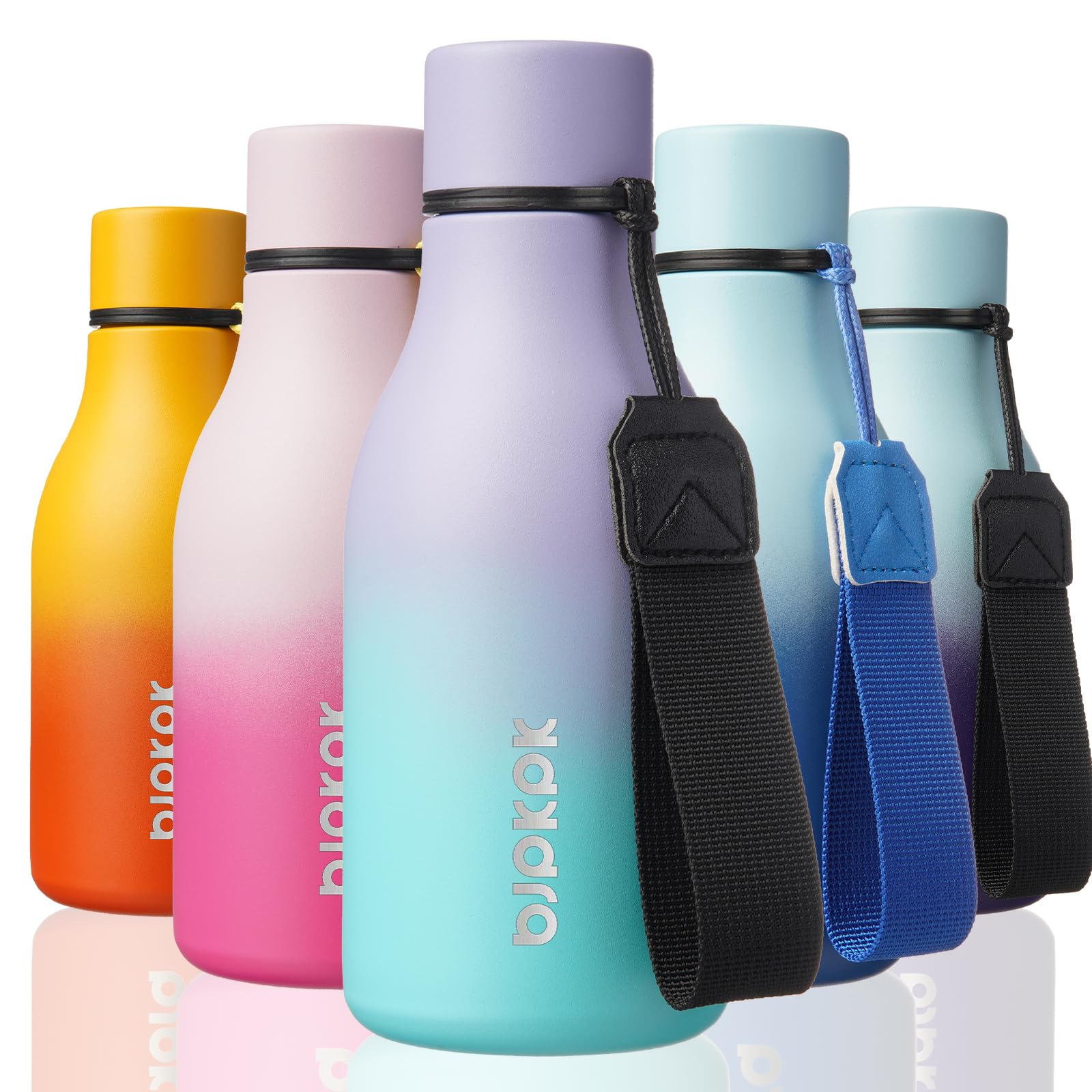 BJPKPK 12oz Insulated Water Bottle, Stainless Steel Bottle with Carry Strap | Keep Cold &amp; Hot Vacuum Insulation, Leak-Proof BPA-Free Design, Slim Bottle Fits Most Cup Holders for Gym, Office &amp; Travel