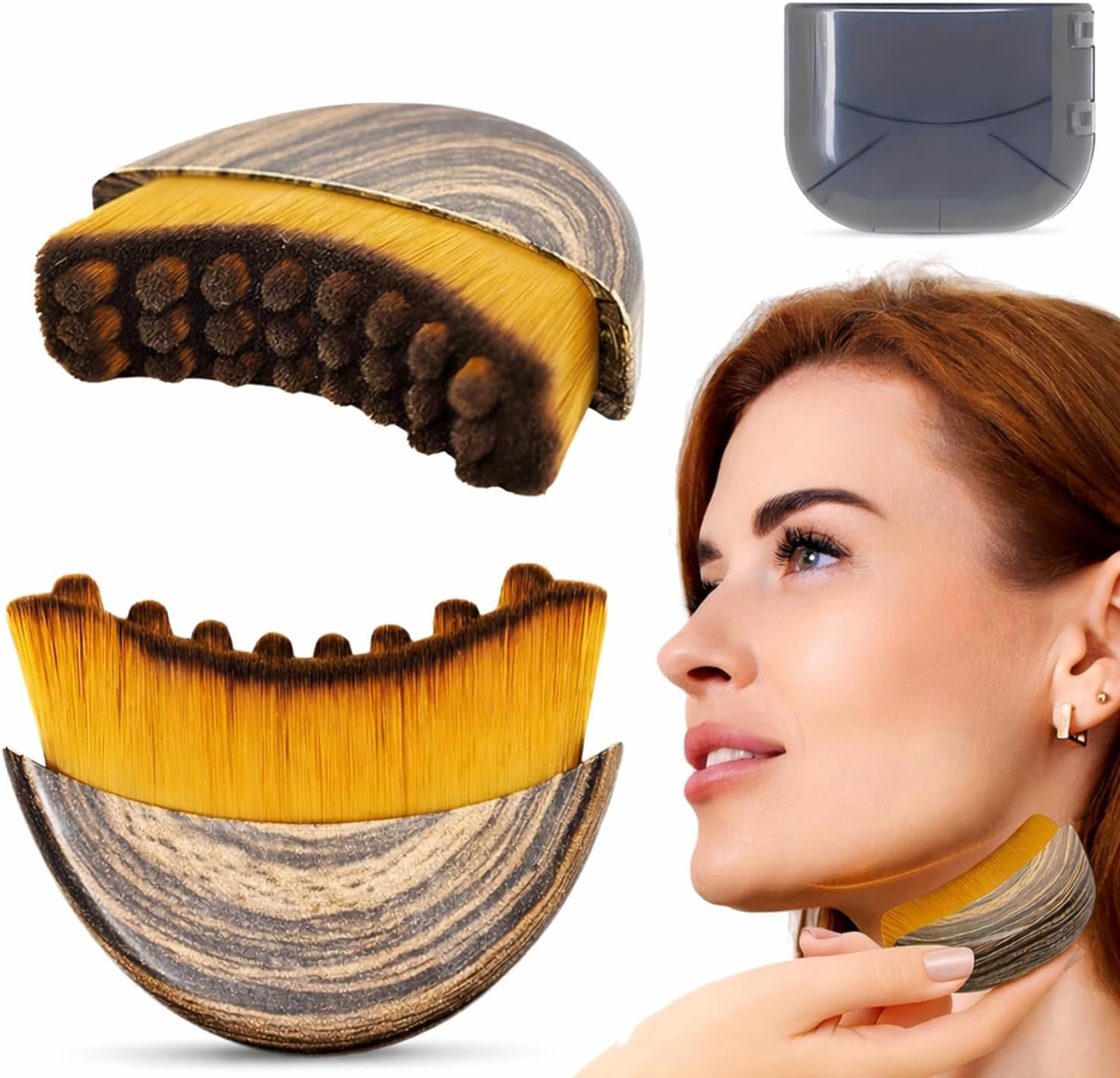 2 PCS Oval Manual Massage Brush, Soft Bristle Lymphatic Drainage Face Body Brush, Ergonomic Skin Care Tools for Sensitive Skin Home Spa Use