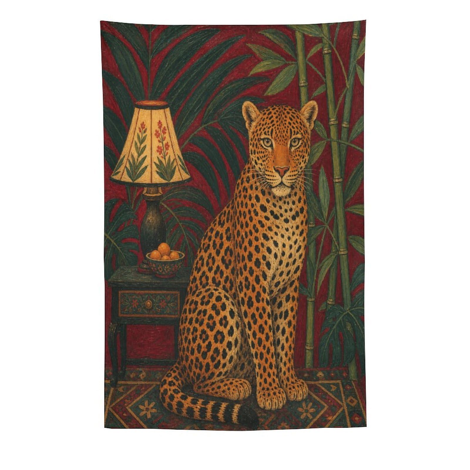 W7C8U2X3 Maximalist Leopard Wall Tapestry, Vintage Poster, Reading Corner