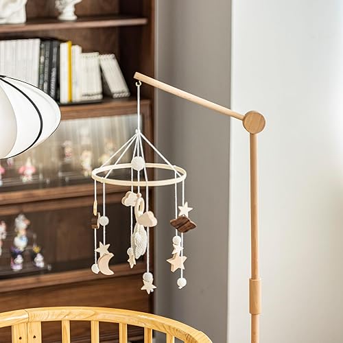 Miniatura 6 de Wooden Floor-Standing Crib Mobile Arm Pro 61 Inches for Baby Nursery-Movable Baby Mobile Hanger with Strong Anti-Dumping Attachment-100% Natural De