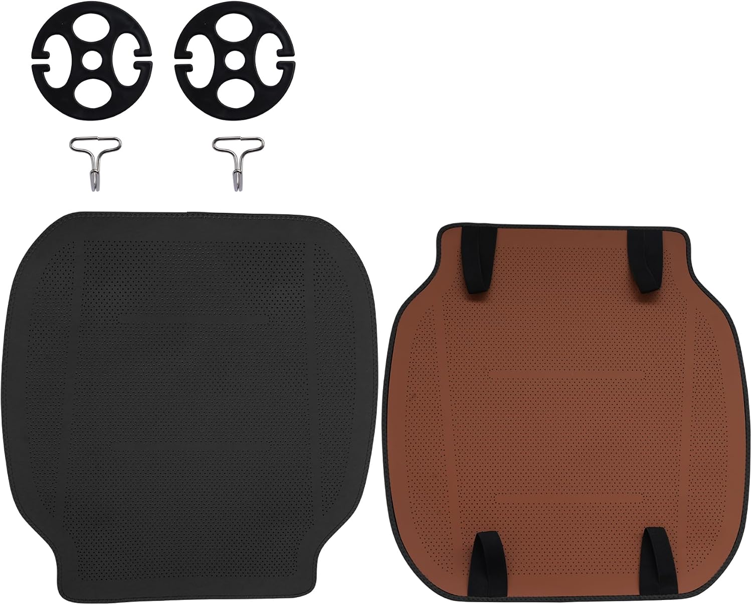 SANRILY 2Pcs Comfortable Front Car Seat Cover for Driving Anti-Slip PU Leather Seat Cushion Thin and Breathable Seat Protectors for Car,Truck, Office, Wheelchair Black