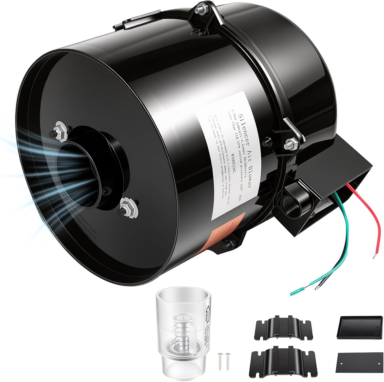 6320241 Silencer Spa Blower 2 HP 240 Volt 4.6 Amps,2 Inch Plumbing Install