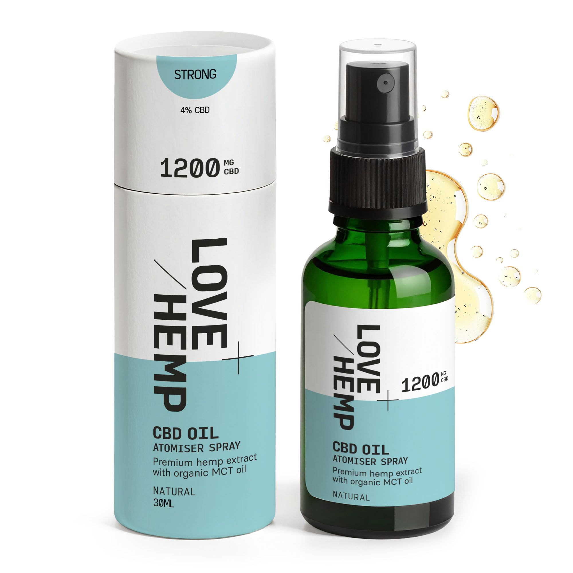 Love Hemp Natural Flavour Oral Atomiser Spray 30ml, 1200mg Made in