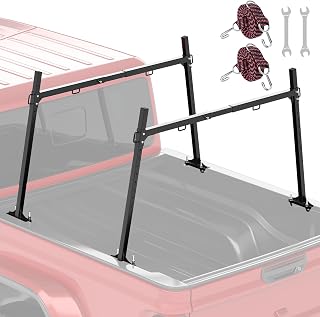RVDEAA Extendable Truck Ladder Rack 1000 lbs Capacity Heavy Duty Steel No-Drill Pickup Bed Rack for Ladders Kayaks Lumber Surfboards