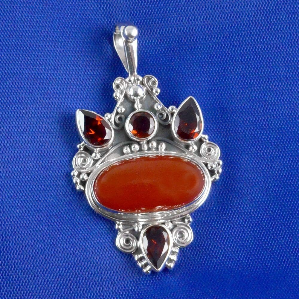 Oxidized Finish 925 Sterling Silver Natural Gemstone Handmade Pendant For Women image 3