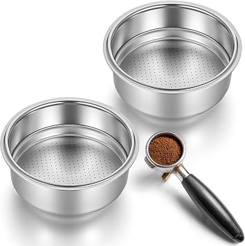 2 Pcs Stainless Steel Coffee Filter, 51mm Pressurized Espresso Filter Basket for Portafilter Machines, Espresso Machine Parts Compatible with 51 mm Portafilter Coffee Machines2 Cups +1 Cup