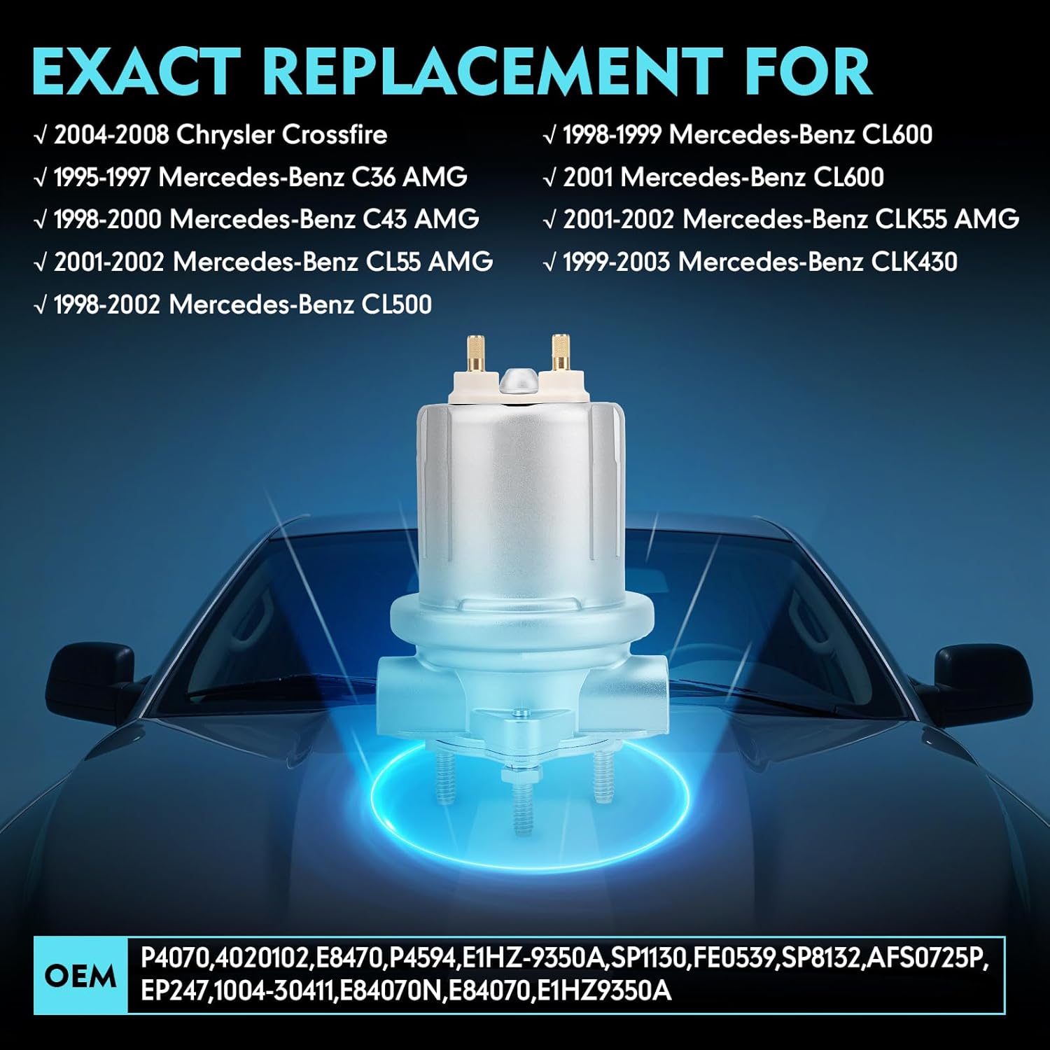 P4070 High Pressure Fuel Pump Compatible with Chrysler Crossfire (2004-2008)& Mercedes-Benz C36 C43 CL55 CL500 CL600 CLK55 AMG CLK430 (1995-2003)- Solves Hesitation & Power Loss