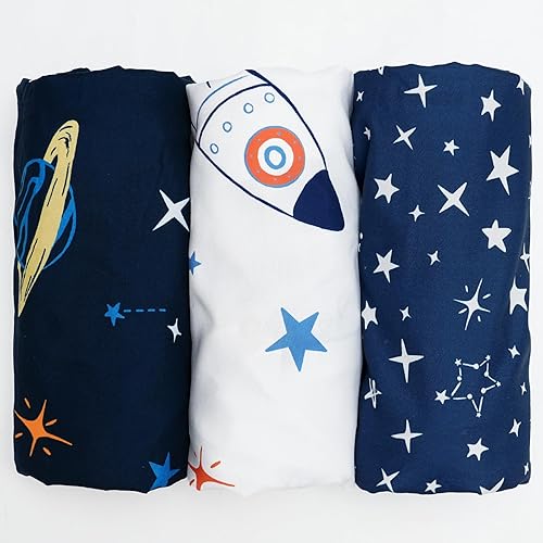 Miniatura 7 de david's kids Paquete de 3 sábanas de moisés, ultra suaves, transpirables, cómodas, juego de sábanas de bebé para niños y niñas, ajuste universal