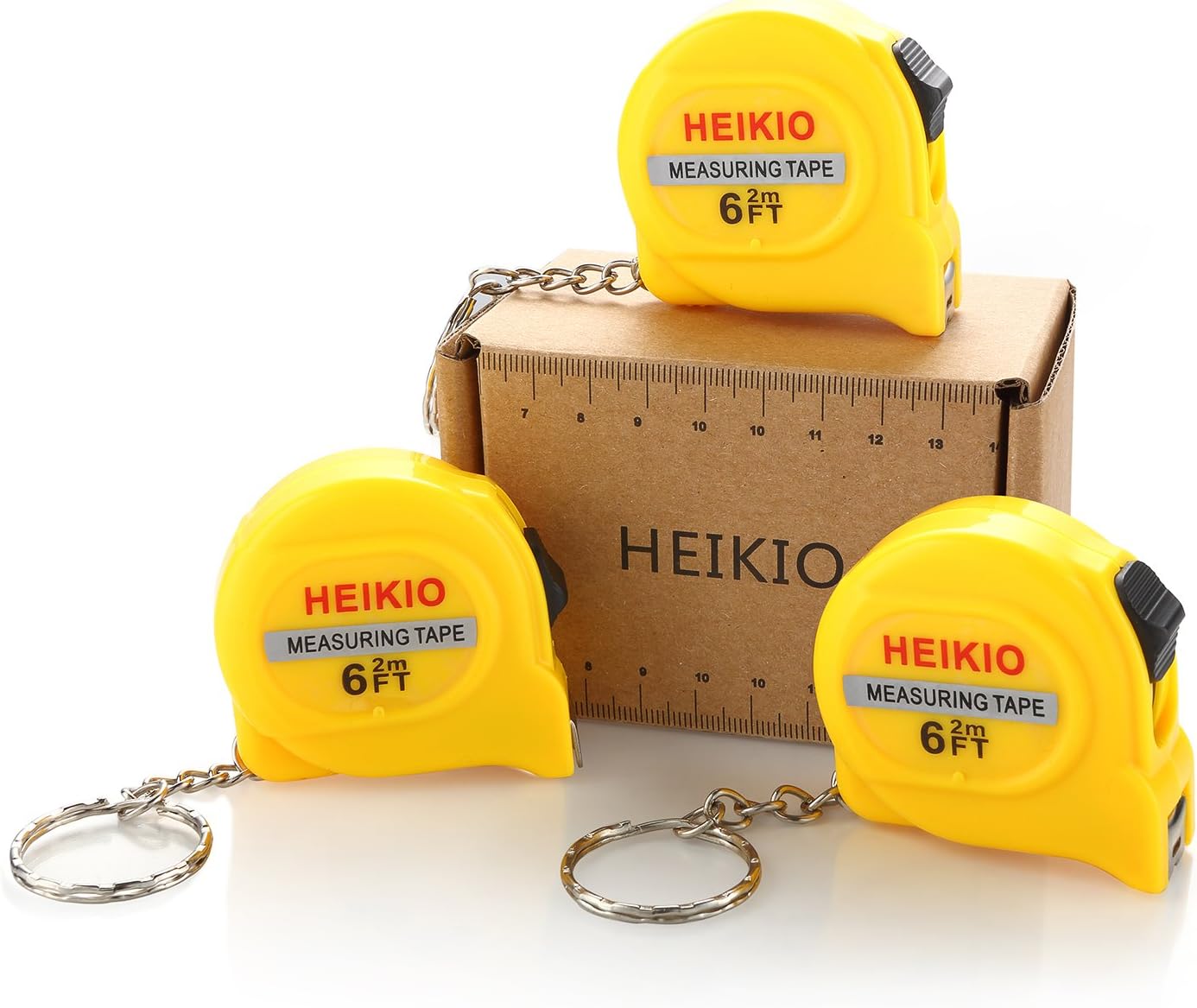 3-Pack Measuring Tape 6 Feet (2 Meters), with Belt Clip and Key Chain, Metric and Inch Scale, Clear Mark for DIY and Daily Family Use - Locking Mini Tape Measure