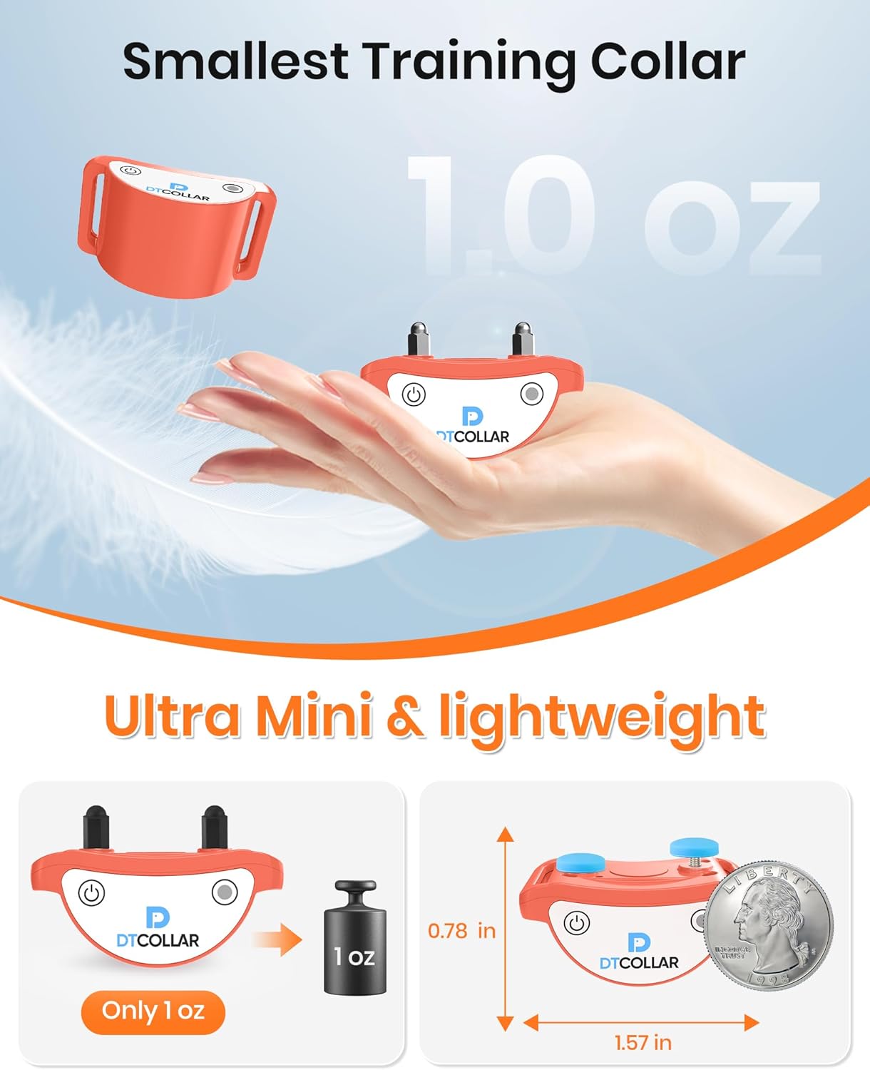 Lightweight Cat Shock Collar with Remote, Mini 3300Ft Cat Training Collar with Shock/Vibration/Beep Vibration&Beep 4 Modes, Ultra-Small Waterproof Shock Collar for Cats with 200-Level for Misbehavior