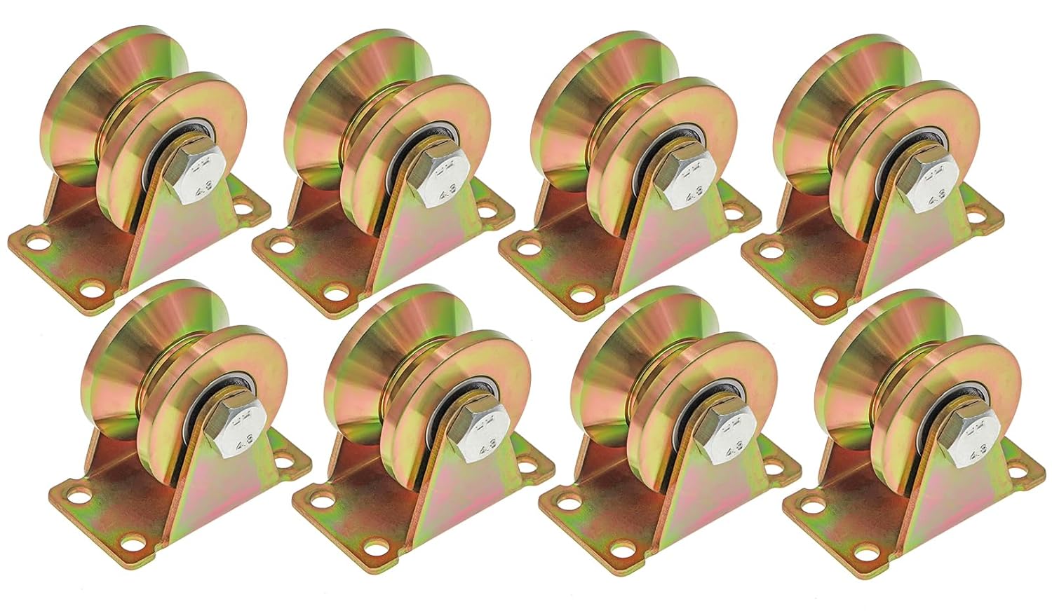 Skelang 8 Pcs V Groove Caster, 2” Sliding Gate Wheel, Rigid Caster for Rolling Gate, Sawmill, Total Load Capacity 5000 Lbs