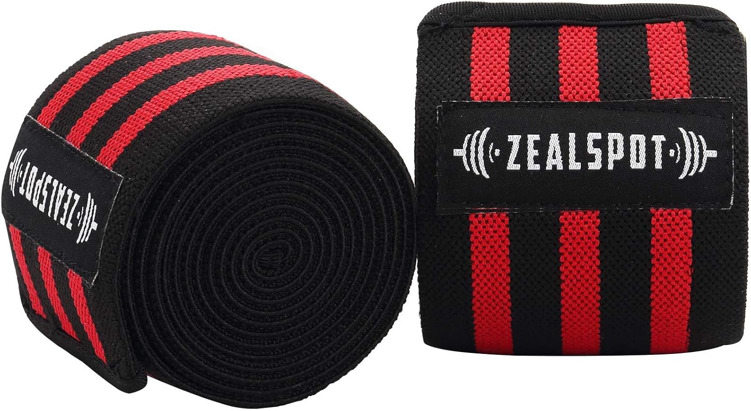Zealspot Knee Wraps(Pair) Compression & Elastic Support for Cross Training,WODs,Gym, Workout,Weightlifting,Fitness & Powerlifting – Best Knee Straps for Squats -for Men & Women- 72"