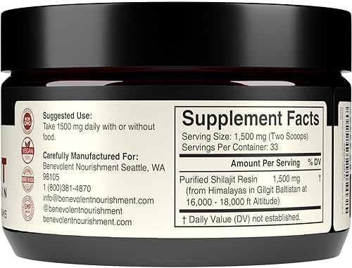 Miniatura 3 de Resina Shilajit pura del Himalaya de 1500 mg  40% de ácido fúlvico (potencia máxima)  Shilajit natural para hombres y mujeres con más de 85
