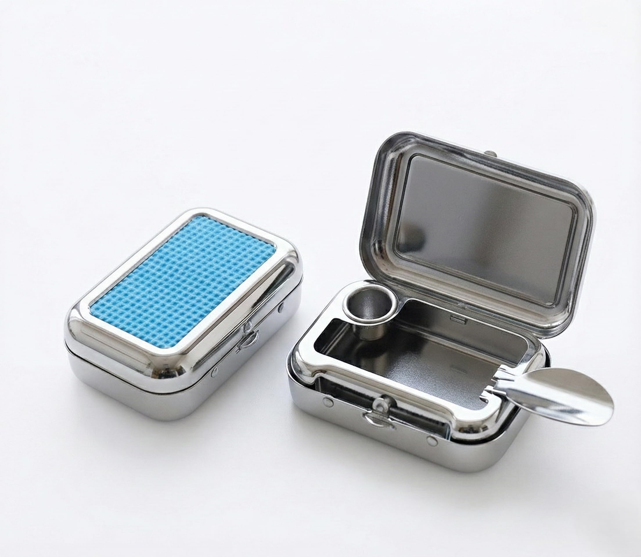 Mini Stainless Steel Ashtray with Lid -1