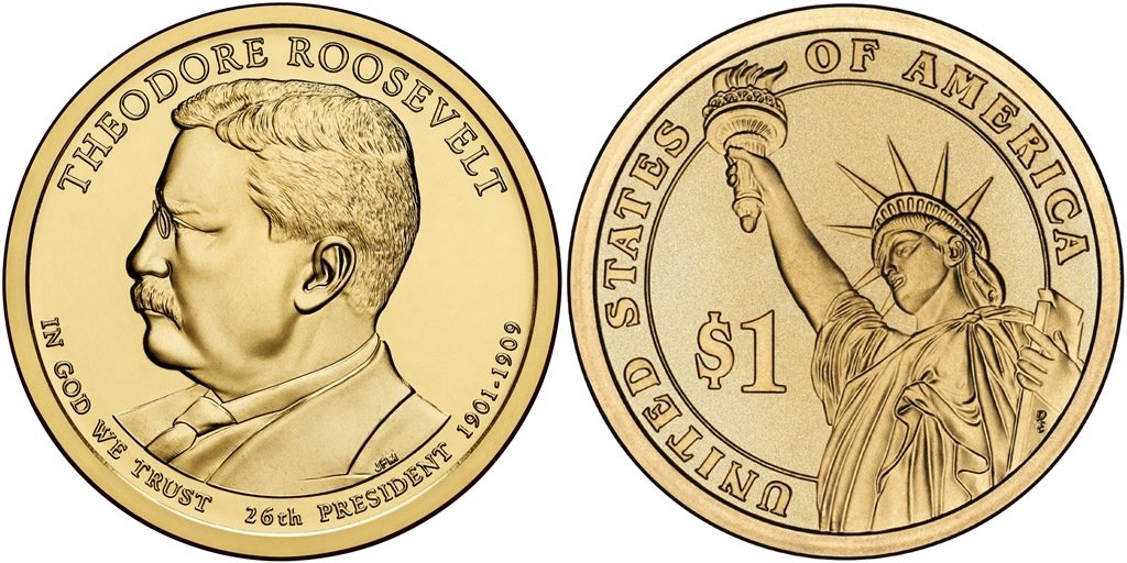 2013 P, D 2 Coin - Theodore Roosevelt Presidential Uncirculated Thumbnail