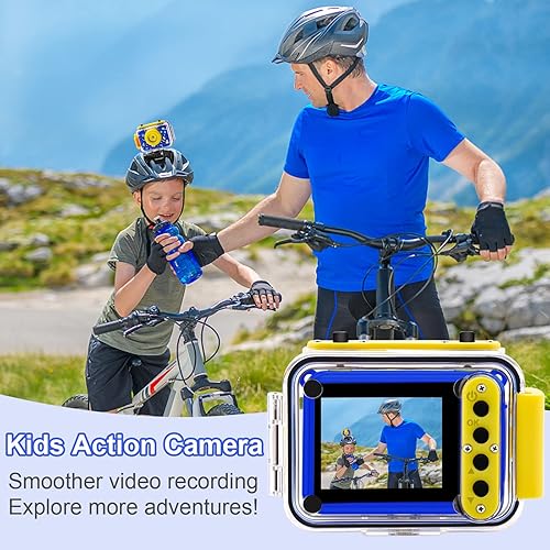Miniatura 9 de GKTZ Cámara impermeable para niños  180 rotativos 1080P HD cámara de acción digital submarina con tarjeta SD de 32 GB, juguetes de regalo de