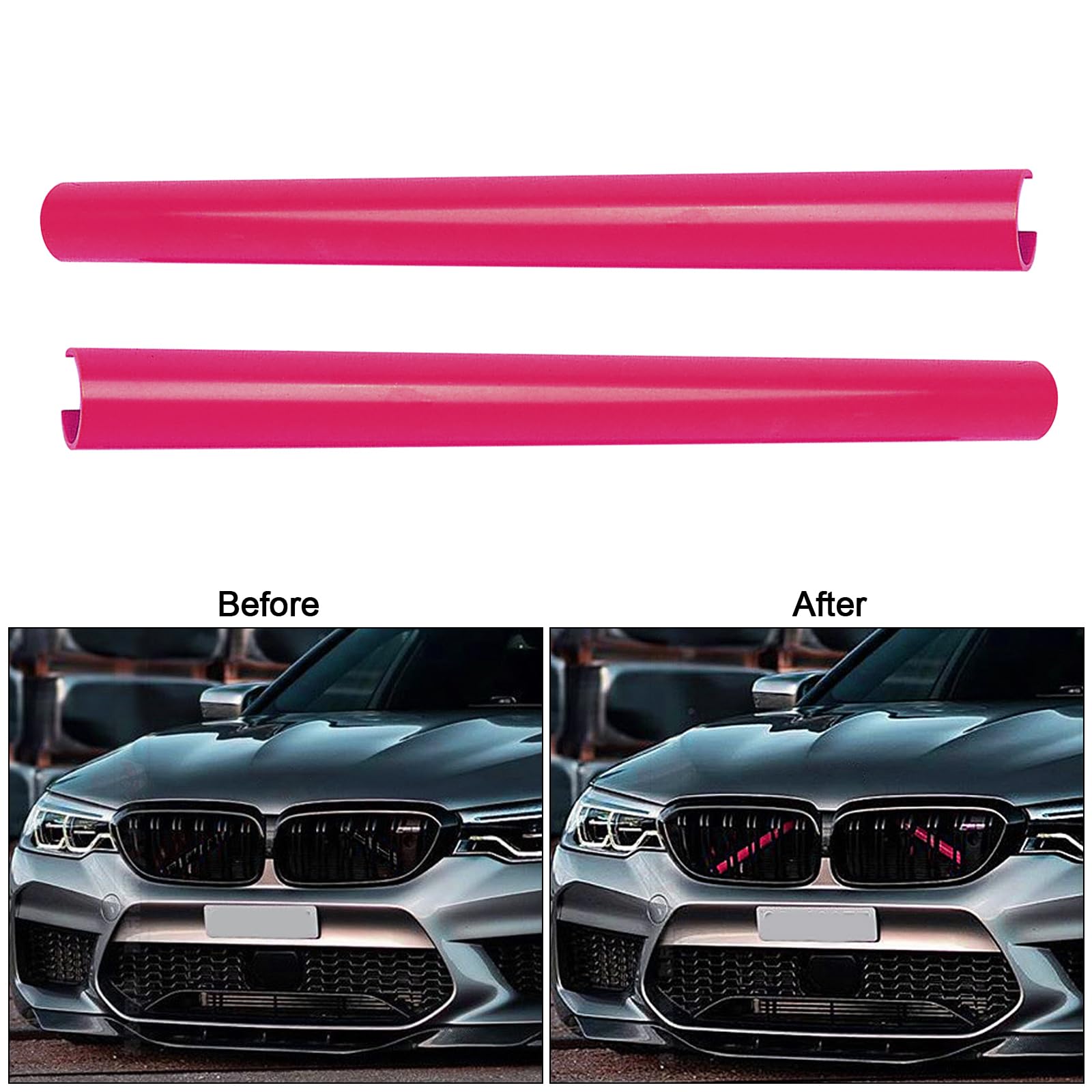Bandes Décoratives Calandre BMW Orange Vif – Set Pour Séries 1, 2, 3, 4, 5 – Tuning Sportif Personnalisé ABS Brillant