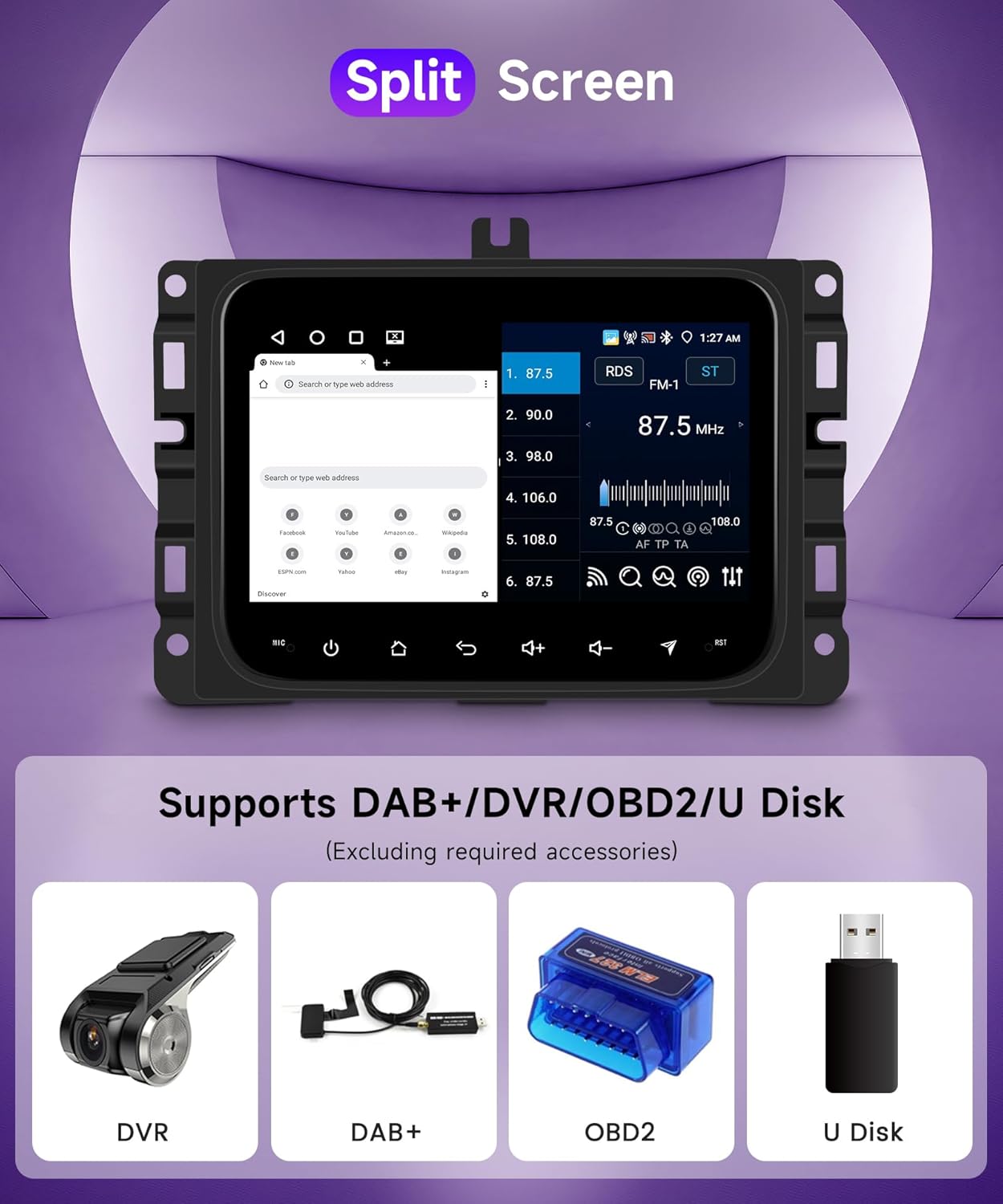 4Core 4G+64G Android 15 Car Stereo Radio for Dodge RAM 1500/2500/3500 2013-2018/Jeep Wrangler 2018-2022/Jeep Grand Cherokee 2016-2021, Rimoody Wireless Carplay Andorid auto GPS 5G-WiFi Mirror Link