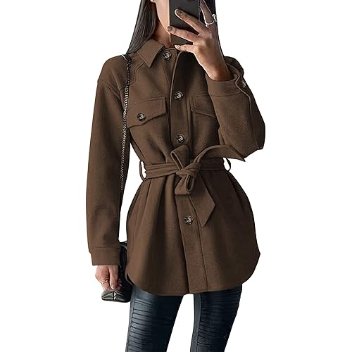 PRETTYGARDEN Women's Fall Fashion Winter Trench Coats Lapel Button Down Peacoat Belted Outerwear Casual Jackets