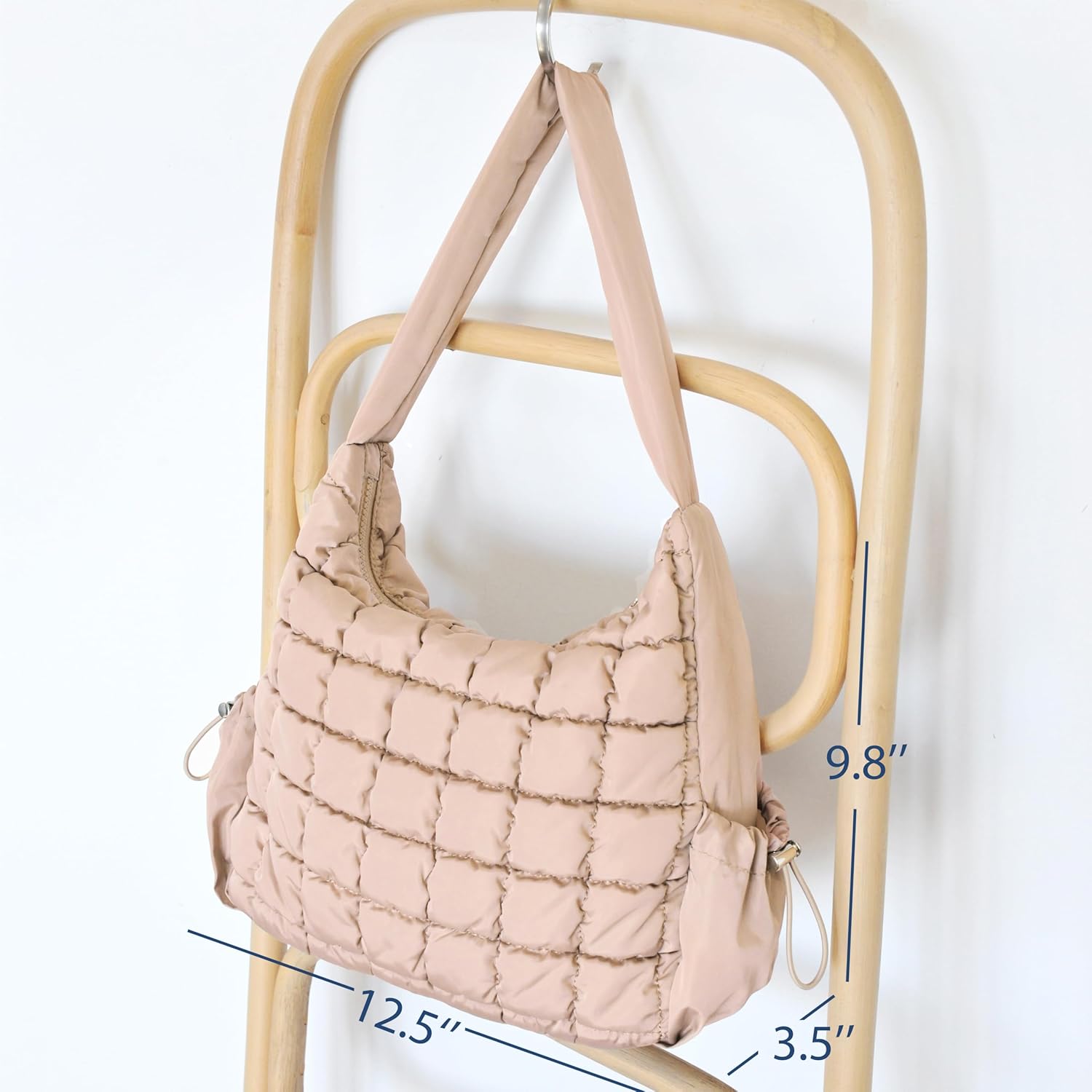 Puffer Quilted Shoulder Bag for Women Hobo Handbag Lightweight Purse