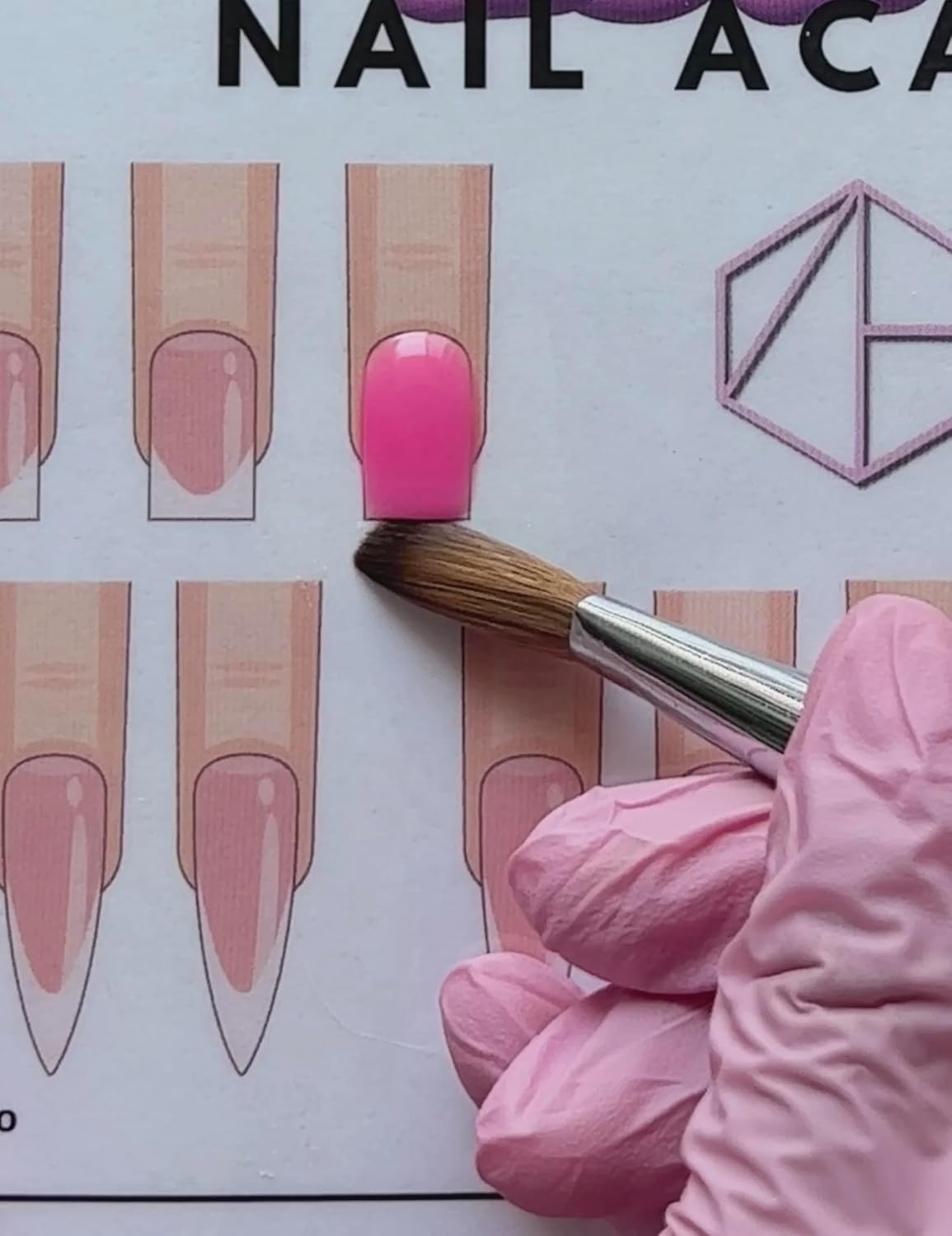 Gel & Acrylic nail Practice Sheet French Tip Stilleto Ombre Stencil Guide Reusable 3D nail Sculpting Worksheet Nail Tech training learn how to do Poly Builder Gel X acrylic nails (A4)
