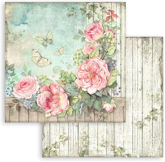 STAMPERIA INTERNATIONAL, KFT PAPER PAD 12X12 10PK HOUSE ROSE, 30.5 x 30.5 (12 x 12), Multicoloured