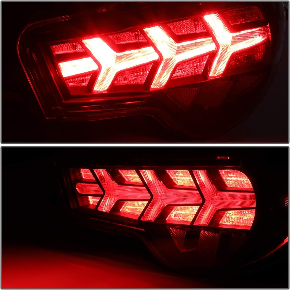Auto Dynasty Rear Tail Lights Compatible with 2013-2021 Scion FR-S Subaru BRZ Toyota 86, Driver and Passenger Side LED Arrow Sequential Brake Lamps, Black Housing Clear Lens Red Signal