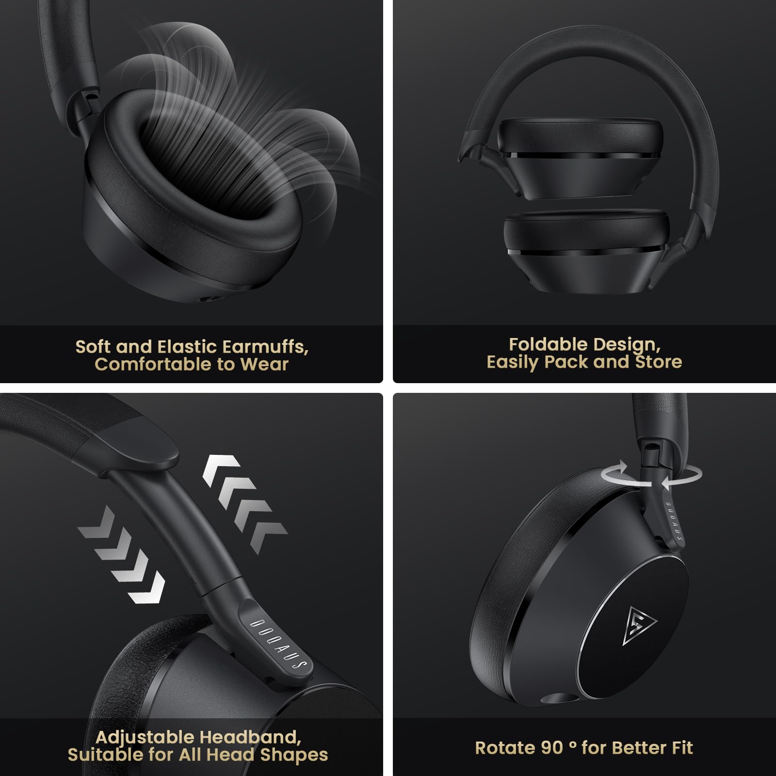 DOQAUS Casque DJ professionnel filaire pour enregistrement de musique et mixage de musique 50 mm Casque stéréo avec double prise jack pour guitare électrique, clavier, piano et ordinateur portable