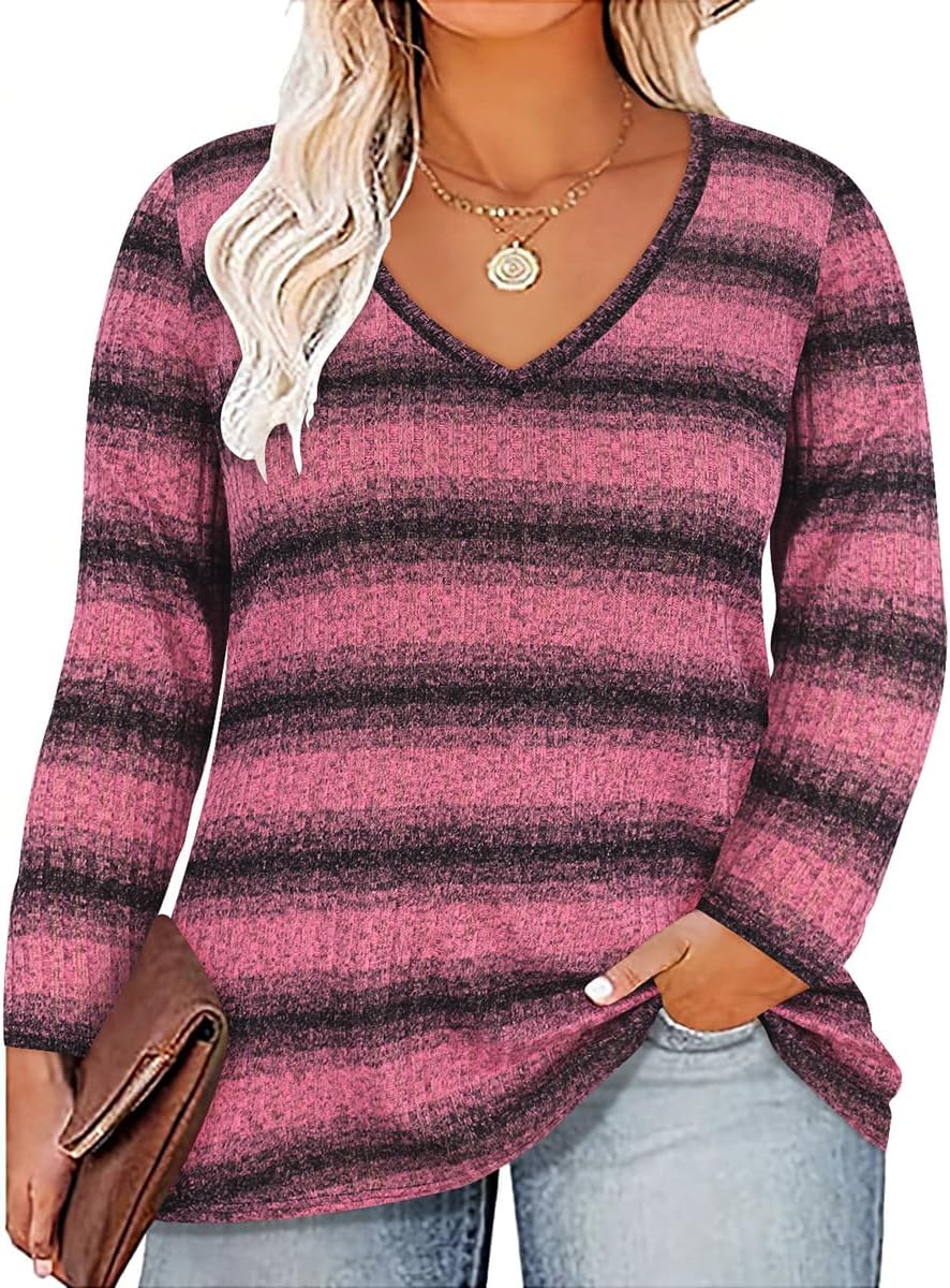 CARCOS Women's Plus Size Mock Neck Tunic Top - Long Sleeve, Fall/Winter, Sizes XL-5XL, Orange Red