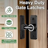 Vista 3 de 2 pestillos de puerta de granero de 90 grados, color negro luminoso, cerraduras de puerta corrediza pesada, cerraduras de seguridad para puertas