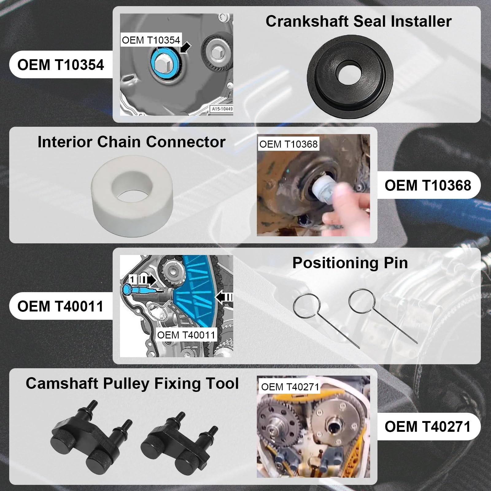 LIROPAU Conjunto de Herramientas de Sincronización del Motor EA888 1.8 2.0 TSi TFSi Motor Árbol de levas Herramienta de sincronización del cigüeñal TFSI T40191