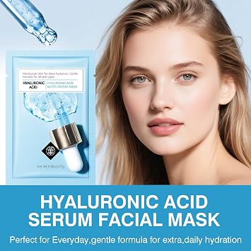 IREV Hyaluronic Acid Face Mask, Face Masks Skincare, Hydrating Mask For Face,Deep Moisturizing Face Sheet Mask, Facial Mask For All Skintypes, After Sun Face Mask, Hydrating Face Masks, Pack Of 10