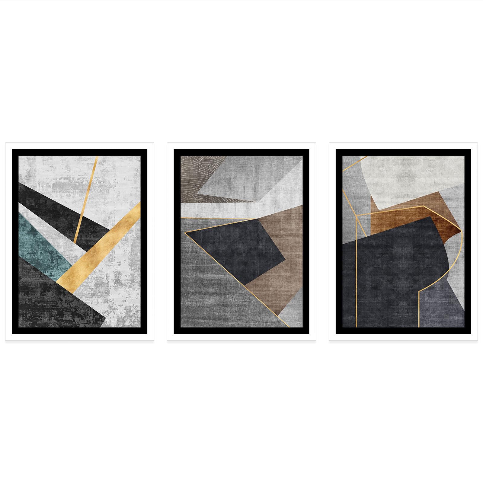 Lumalea - Zestaw 3 plakatów/plakatów, tryptyk, czarno-białe obramowanie, 3 plakaty, 50 x 70 cm