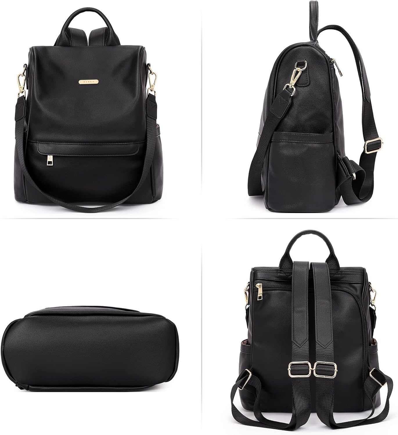 Miniatura 6 de CLUCI - Bolso de hombro tipo mochila de cuero para mujer diseño grande y a la moda para viajes