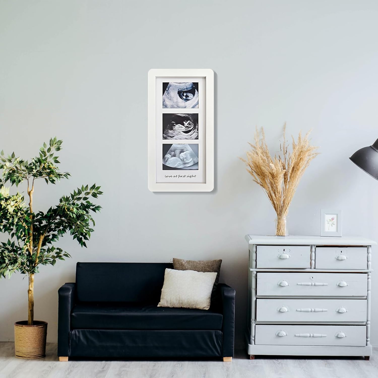 Love at First Sight Ultrasound Picture Frames,Triple Ultrasound Picture Frames,Sonogram Picture Frame 3 Photos,Pregnancy Announcements (White) - Image 6