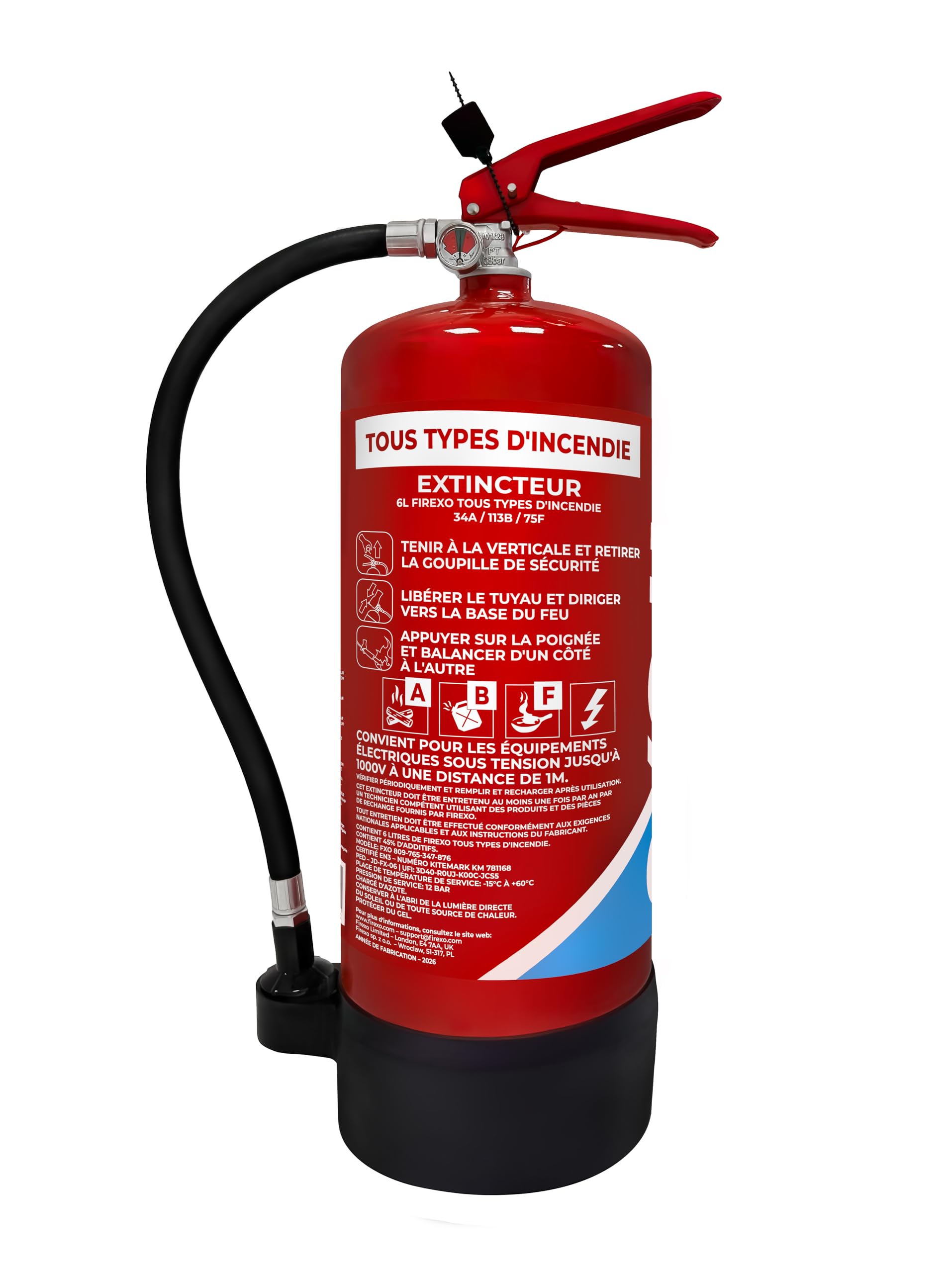 Extincteur 6Lt pour batterie Lithium avec QRCODE POUR FORMATION 2022